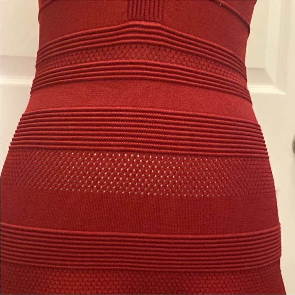 Sandro Red Milau Pointelle Ribbed Dress, S - Picture 6 of 15